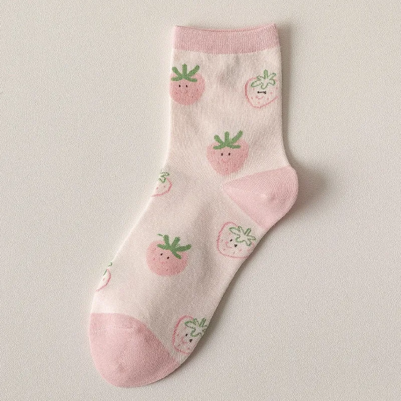 Pink Strawberry Cotton Socks