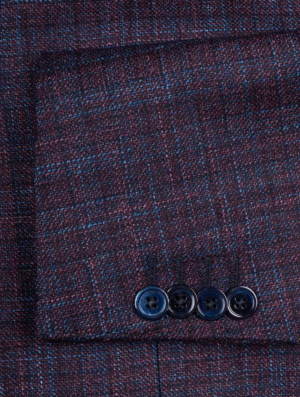 Red Subtle Check Sports Jacket Navy