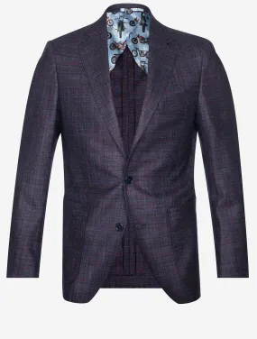 Red Subtle Check Sports Jacket Navy