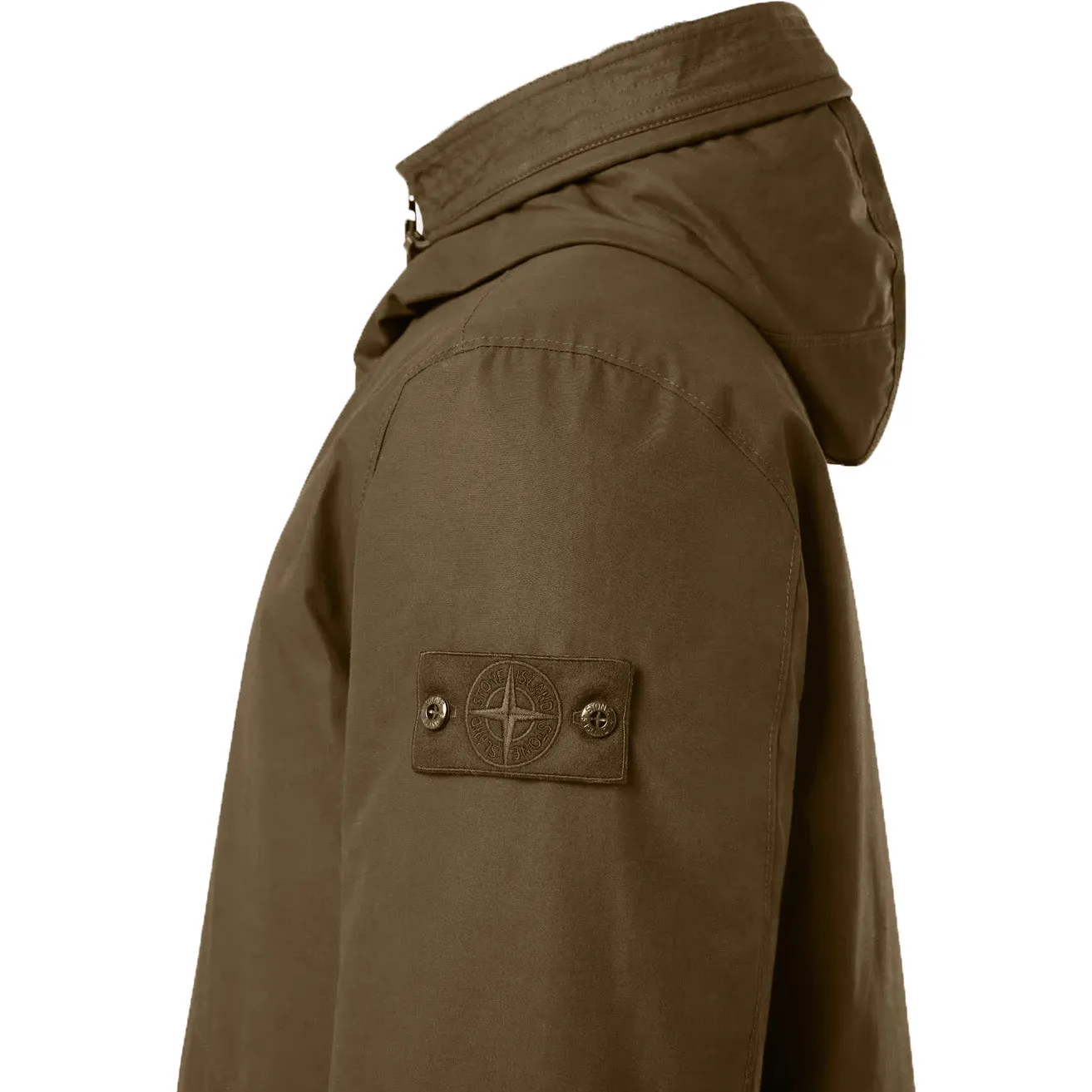 Stone Island Ghost Weatherproof Cotton Canvas Hooded Jacket in Military Green