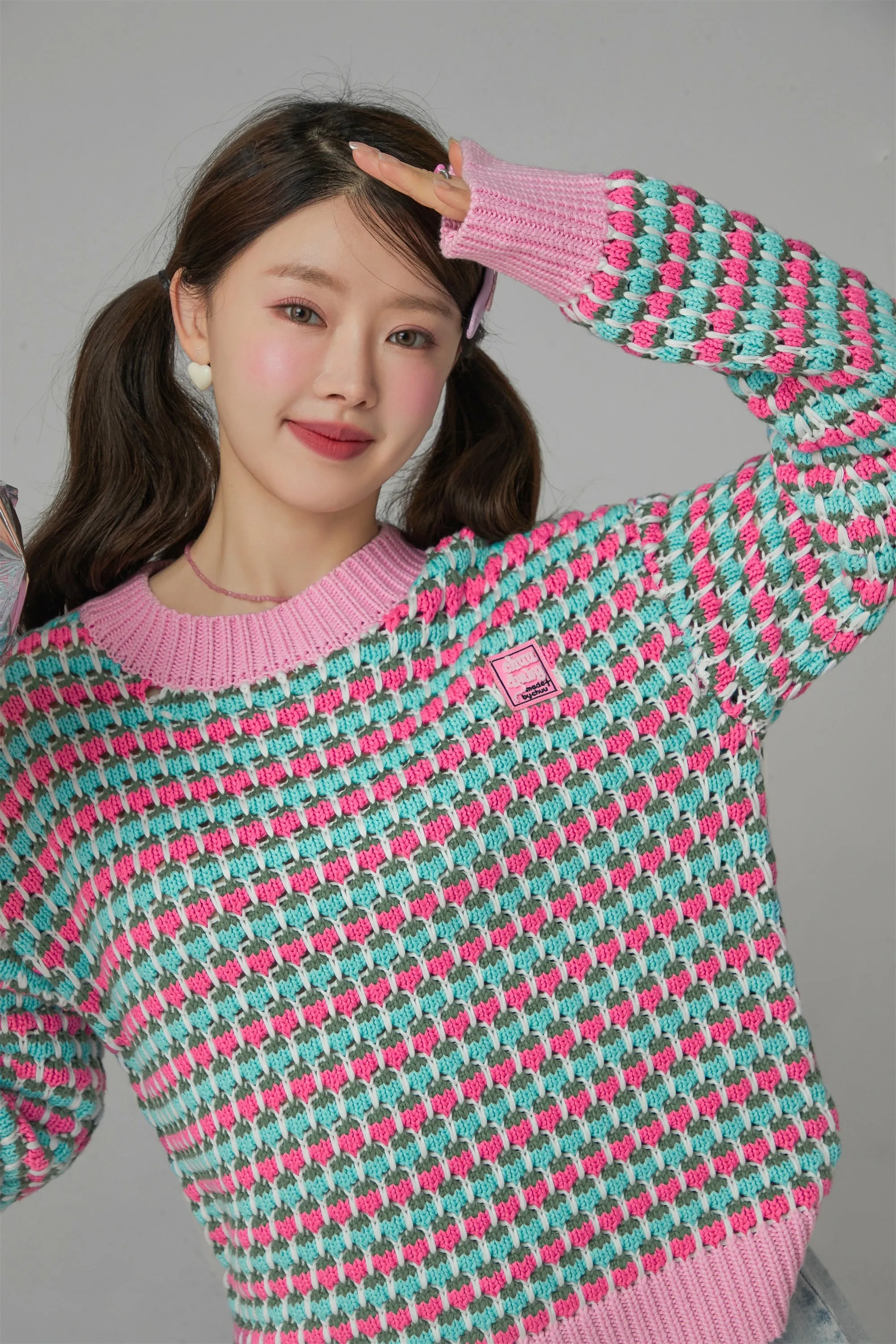 The Kiss Crochet Loose Fit Knit Sweater