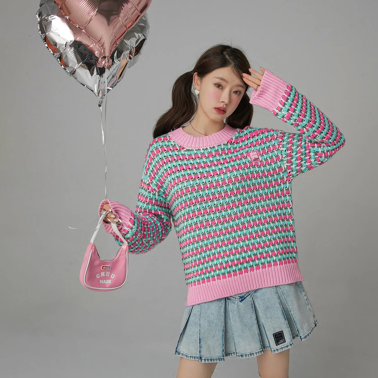 The Kiss Crochet Loose Fit Knit Sweater