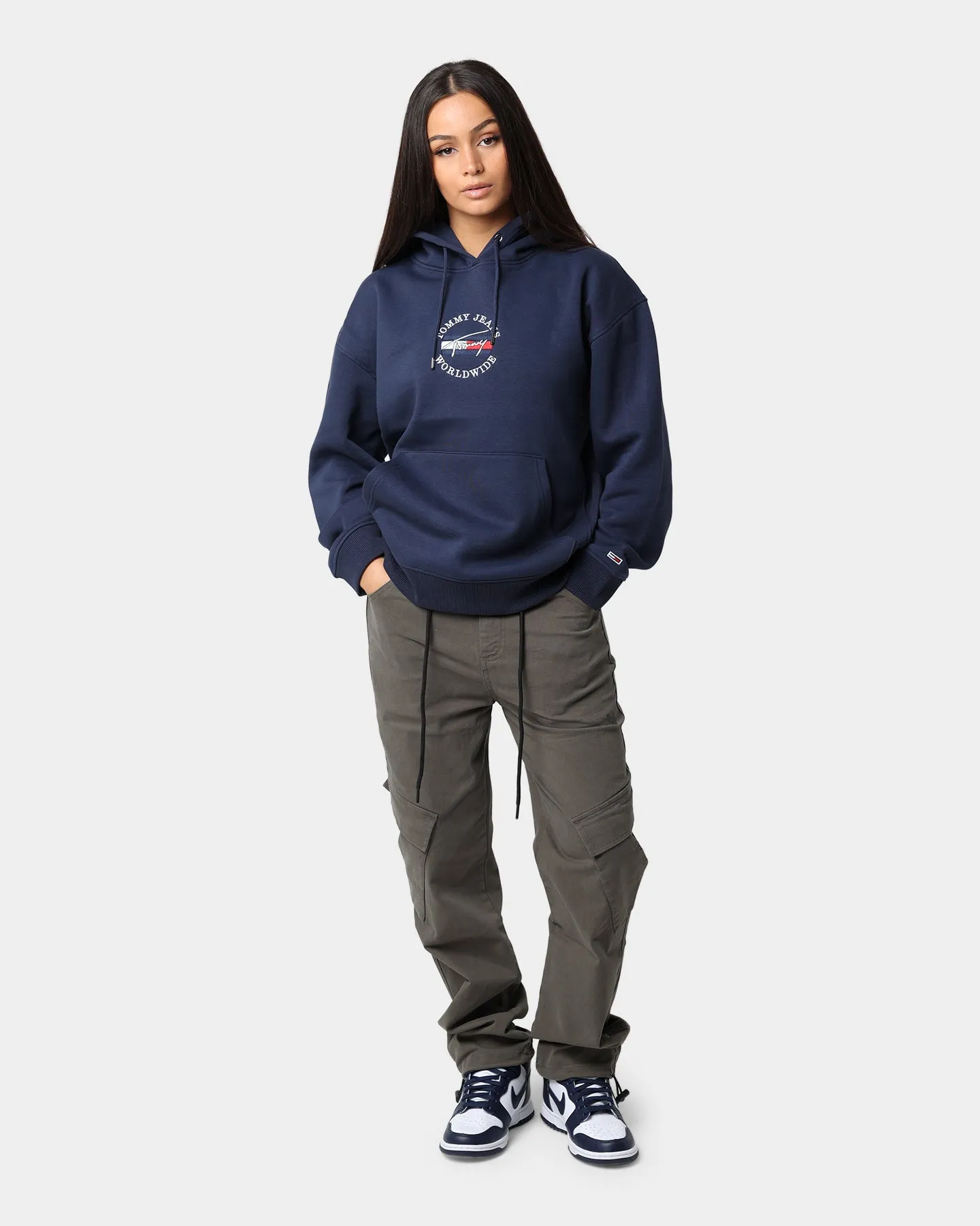 Tommy Jeans Women's Relaxed Timeless Signature Logo Hoodie Twilight Navy