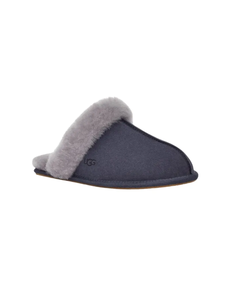 UGG Scuffette II Eve Blue / Lighthouse Suede Slipper with Fur Trim