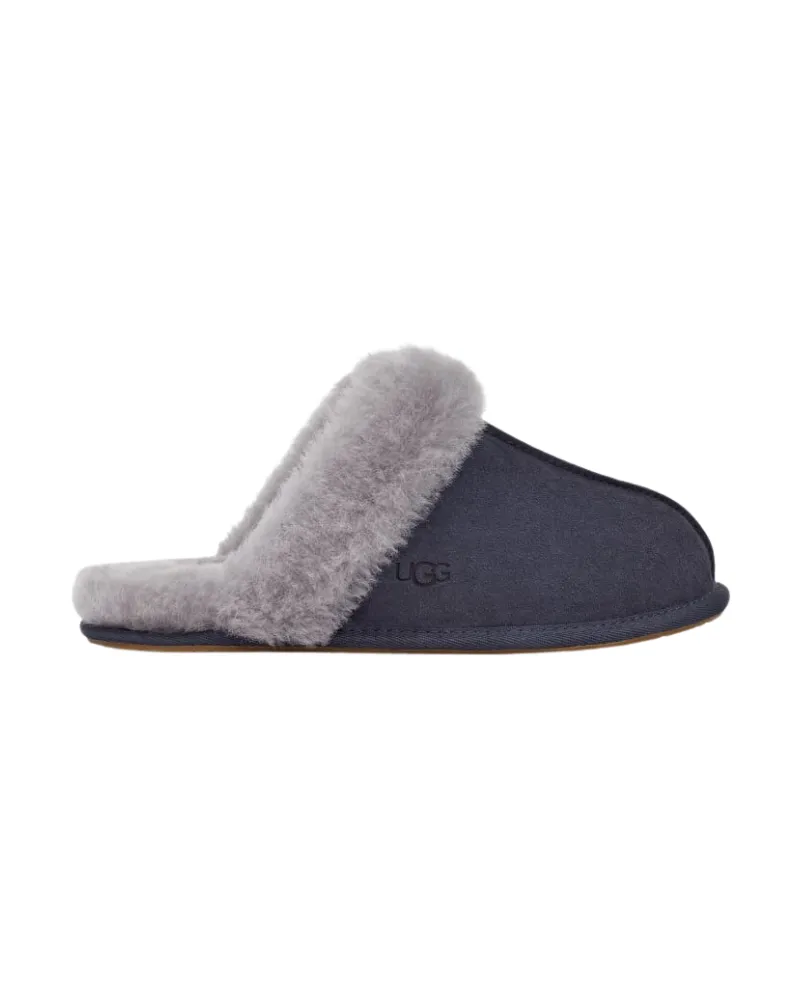 UGG Scuffette II Eve Blue / Lighthouse Suede Slipper with Fur Trim