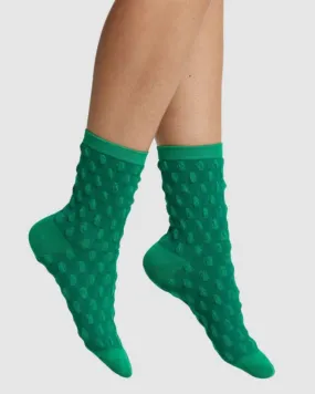 Waffle Combed Cotton Socks - Kelly Green