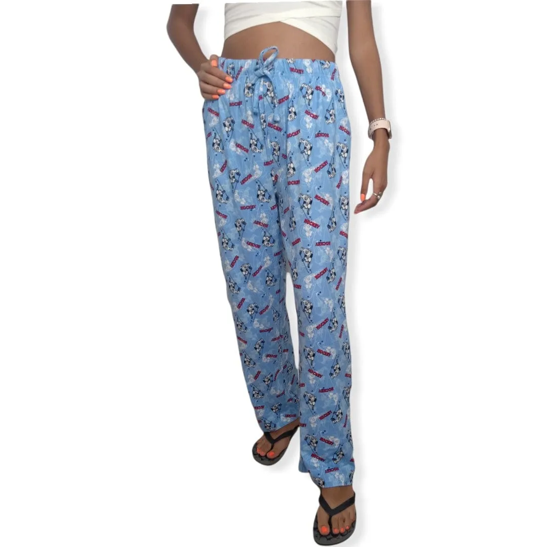 Women Pajama Pants - Blue Hockey